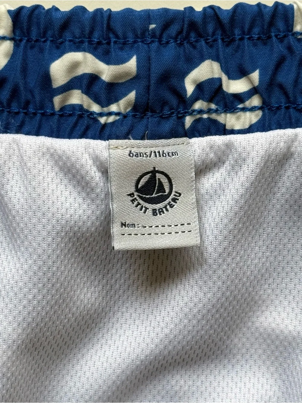 Petit Bateau Boys La Mer Blue & White Printed Swim Shorts - Size 6Y